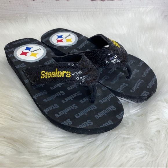 steelers flip flops